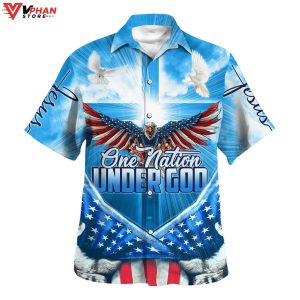 Eagle One Nation Under God American Christian Hawaiian Aloha Shirt 1