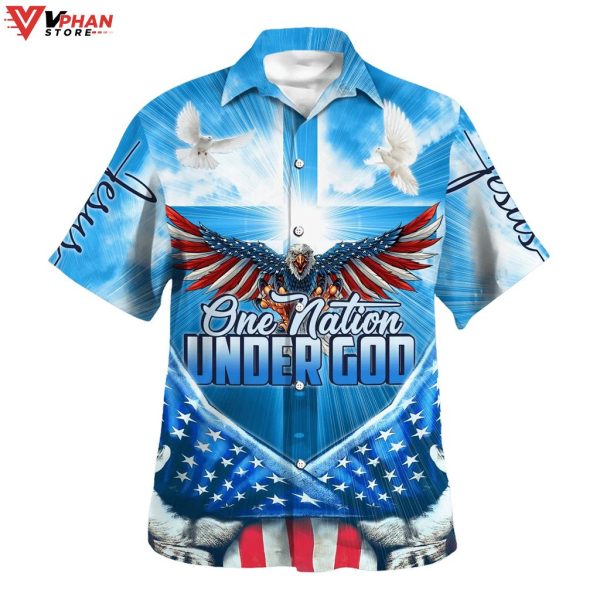 Eagle One Nation Under God American Christian Hawaiian Aloha Shirt