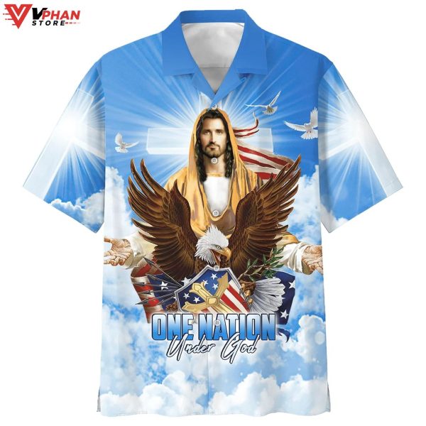 Eagle One Nation Under God Christian Gift Ideas Hawaiian Aloha Shirt