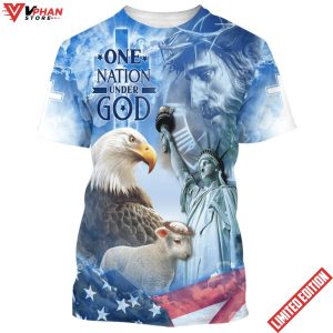 Eagle Patriot One Nation Under God Christian Jesus 3d Shirt 1