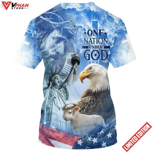 Eagle Patriot One Nation Under God Christian Jesus 3d Shirt