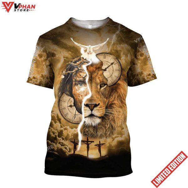 Failth Over Fear Lion Jesus Christian 3d Shirt