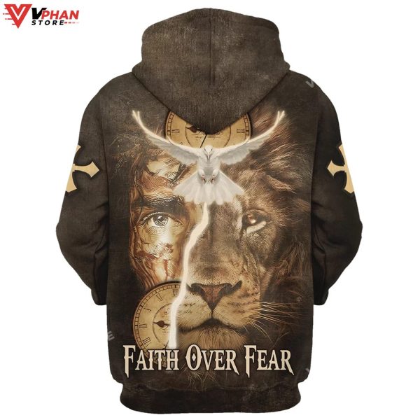 Failth Over Fear Lion Jesus Religious Easter Gifts Christian Hoodie