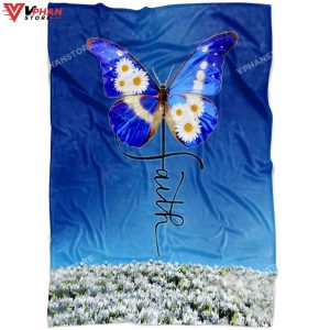 Faith Cross Butterfly Fleece Christian Blanket 1