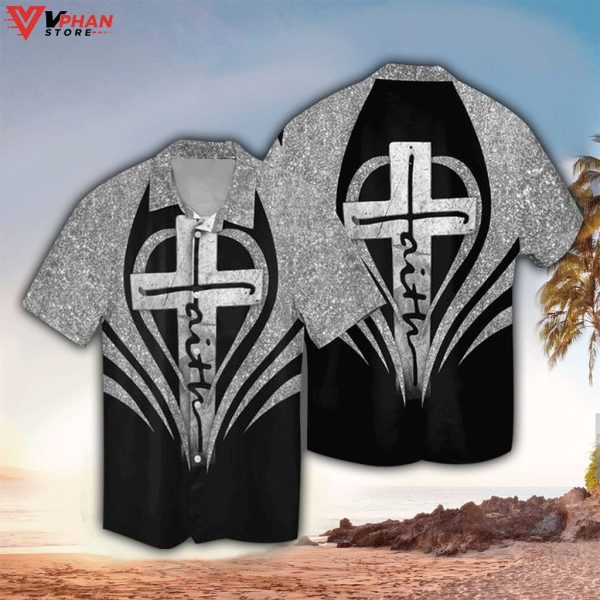 Faith Cross Jesus Christian Outfit Gift Easter Hawaiian Shirt