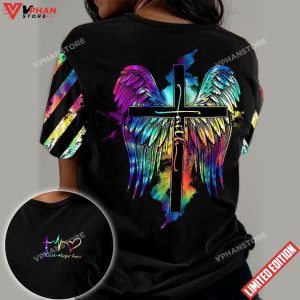 Faith Cross Wings Colorfull Jesus Shirt 1