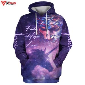 Faith Hope Love Jesus Purple Horse 3D Hoodies Jesus Hoodie 1