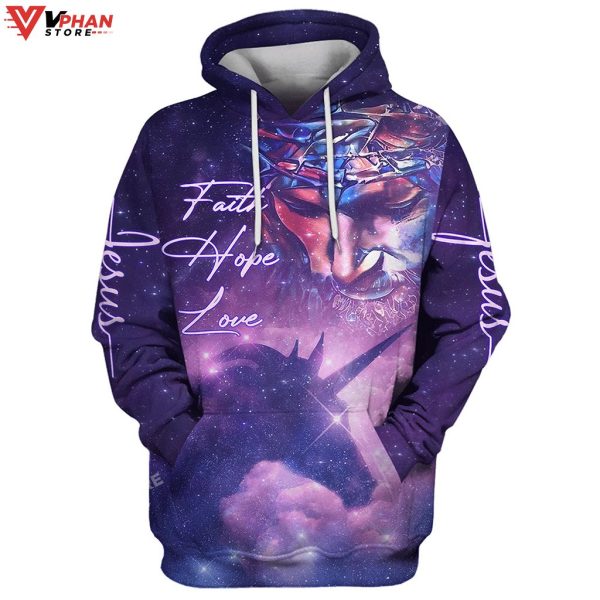 Faith Hope Love Jesus Purple Horse 3D Hoodies Jesus Hoodie