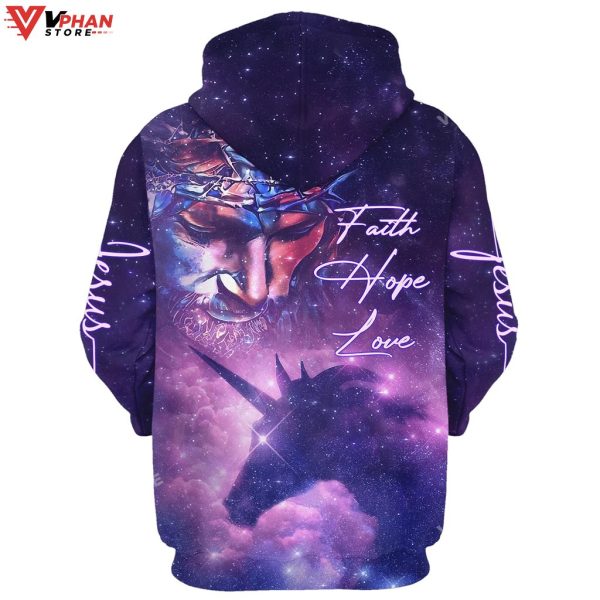 Faith Hope Love Jesus Purple Horse 3D Hoodies Jesus Hoodie