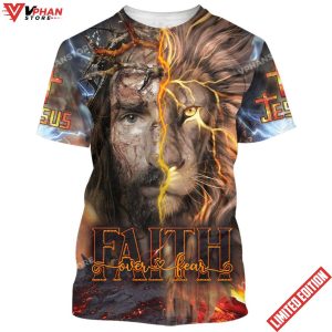 Faith Jesus And Lion 3d Shirt 1