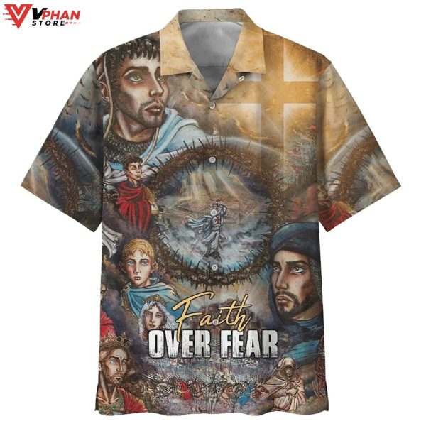 Faith Over Fear Christian Gift Ideas Easter Hawaiian Shirt