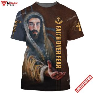 Faith Over Fear Christian Jesus Vertical Cross 3D All Over Printed Shirt 1