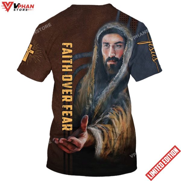 Faith Over Fear Christian Jesus Vertical Cross 3D All Over Printed Shirt