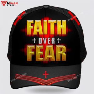 Faith Over Fear Cross Baseball Christian Hat 1