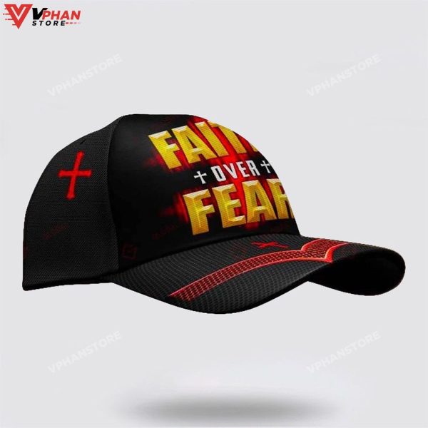 Faith Over Fear Cross Baseball Christian Hat