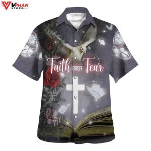 Faith Over Fear Cross Dove Christian Gift Ideas Hawaiian Summer Shirt 1