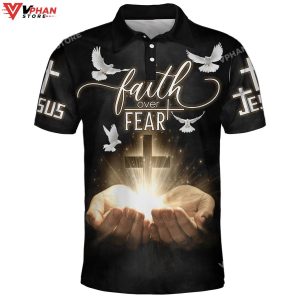 Faith Over Fear Cross Dove Religious Gifts Christian Polo Shirt Shorts 1