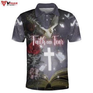 Faith Over Fear Dove And Cross Easter Gifts Christian Polo Shirt Shorts 1