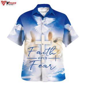 Faith Over Fear Eagle Christian Gift Ideas Easter Hawaiian Shirt 1