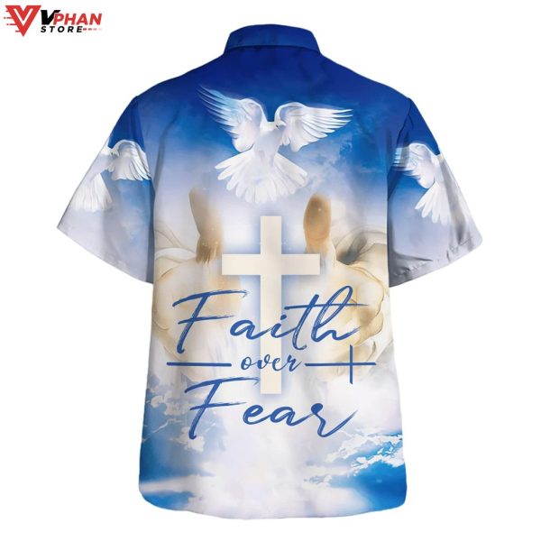 Faith Over Fear Eagle Christian Gift Ideas Easter Hawaiian Shirt