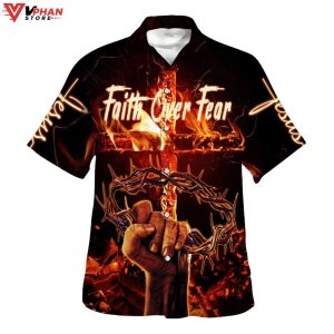 Faith Over Fear Hawaiian Outfit Christian Gift Ideas Hawaiian Summer Shirt 1