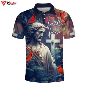 Faith Over Fear Jesus And Cross Easter Gifts Christian Polo Shirt Shorts 1