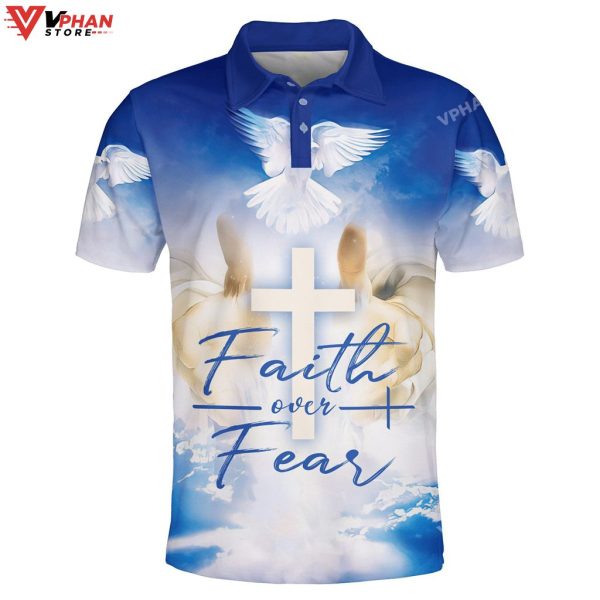 Faith Over Fear Jesus And Dove Easter Gifts Christian Polo Shirt & Shorts