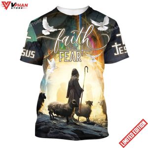 Faith Over Fear Jesus And Sheep 3d All Over Print Shirt 1