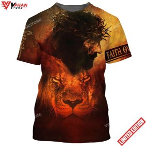 Faith Over Fear Jesus And The Lion 3D All Over Printed Shirt 1