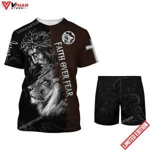 Faith Over Fear Jesus And The Lion Of Judah 3D All Over Printed Shirt 1