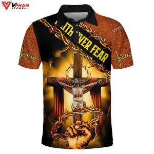 Faith Over Fear Jesus Christ Religious Gifts Christian Polo Shirt Shorts 1