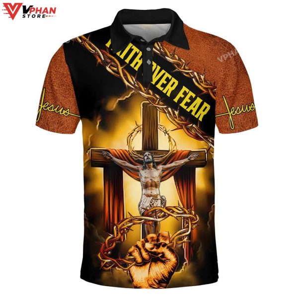 Faith Over Fear Jesus Christ Religious Gifts Christian Polo Shirt & Shorts