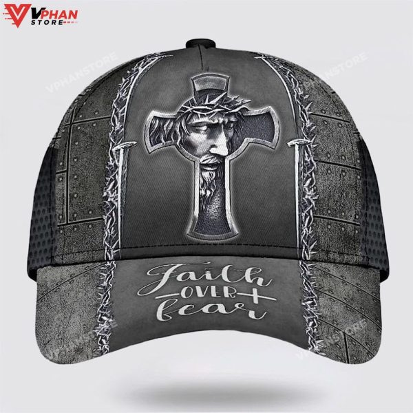 Faith Over Fear Jesus Cross Baseball Christian Hat