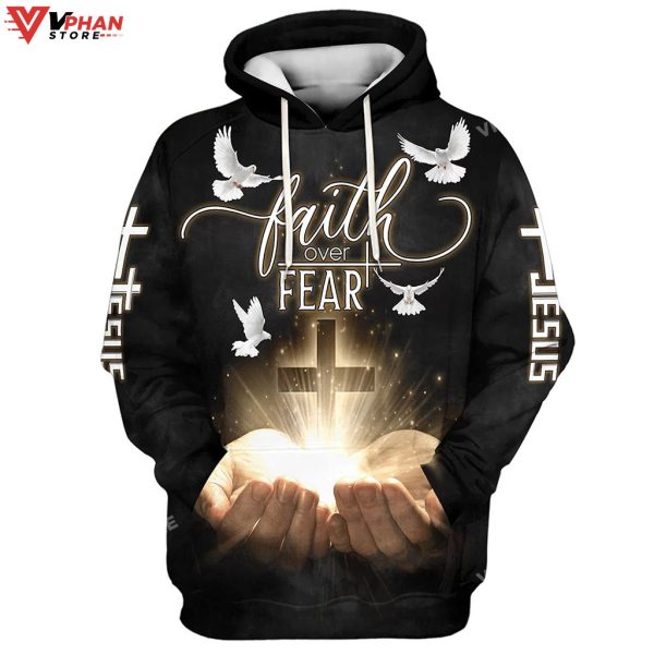 Faith Over Fear Jesus Gods Hand Cross Christian Gift Ideas Christ Hoodie