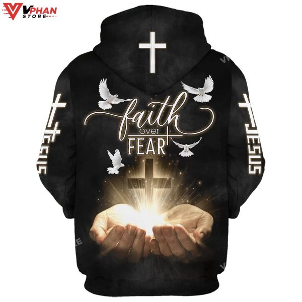 Faith Over Fear Jesus Gods Hand Cross Christian Gift Ideas Christ Hoodie