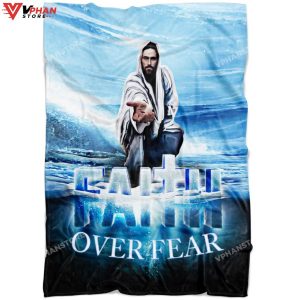 Faith Over Fear Jesus Hands Reaching Out Fleece Blanket 1