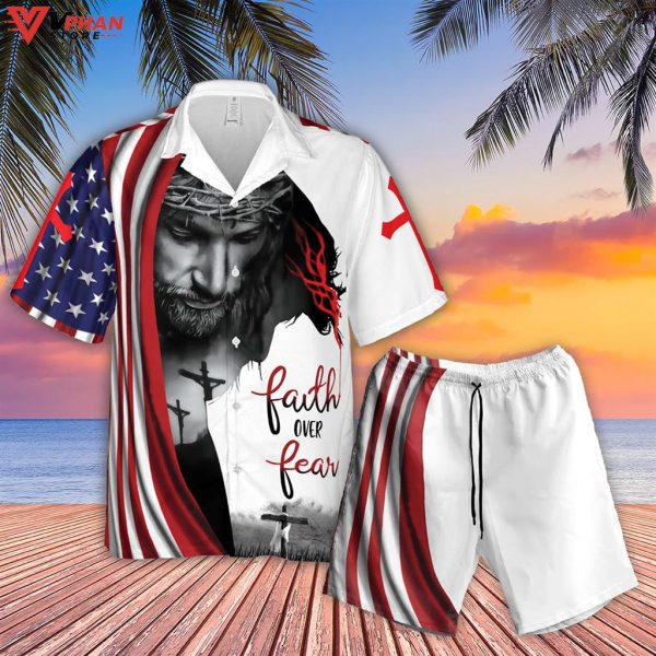 Faith Over Fear Jesus Is My God Jesus Christian Outfit Easter Hawaiian Shirt