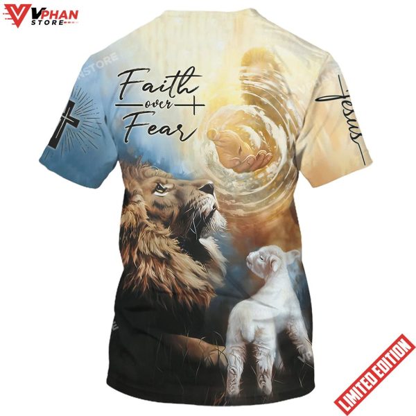 Faith Over Fear Jesus Lion Lamb 3D All Over Printed Shirt