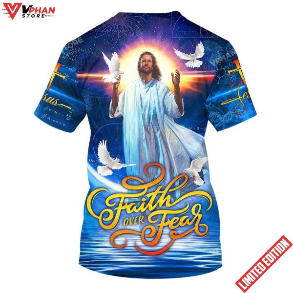 Faith Over Fear Jesus Potrait All Over Print Shirt