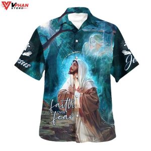 Faith Over Fear Jesus Pray Christian Outfit Christian Hawaiian Summer Shirt 1