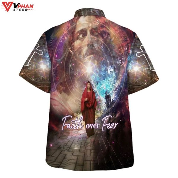 Faith Over Fear Jesus Walking Away Christian Gift Easter Hawaiian Shirt