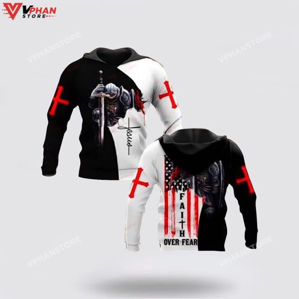 Faith Over Fear Knight Christian Gift Religious Easter Gifts Christian Hoodie