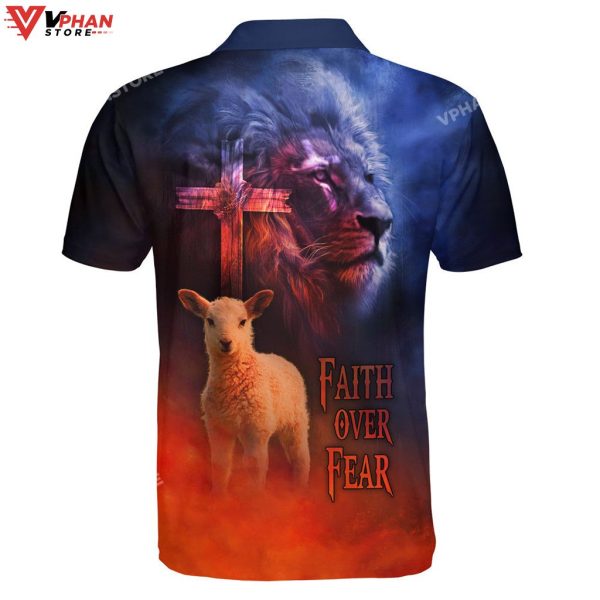 Faith Over Fear Lamb And Jesus Lion Christian Polo Shirt & Shorts