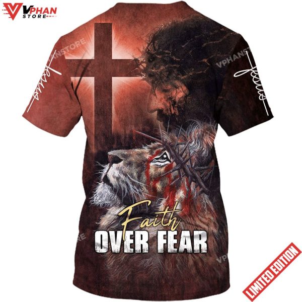 Faith Over Fear Lion Jesus 3d Shirt