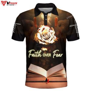 Faith Over Fear Rose Religious Easter Gifts Christian Polo Shirt Shorts 1