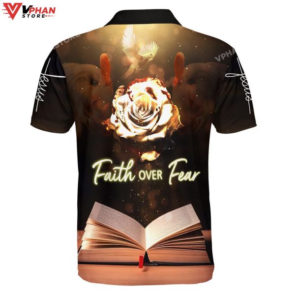 Faith Over Fear Rose Religious Easter Gifts Christian Polo Shirt & Shorts