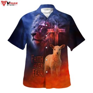 Faith Over Fear Sheep Christian Gift Hawaiian Summer Shirt 1