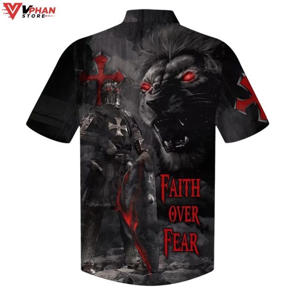 Faith Over Fear Warrior Of Christ Lion Cross Hawaiian Summer Shirt