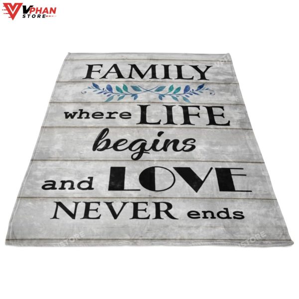Family Where Life Begins And Love Never Ends Fleece Blanket