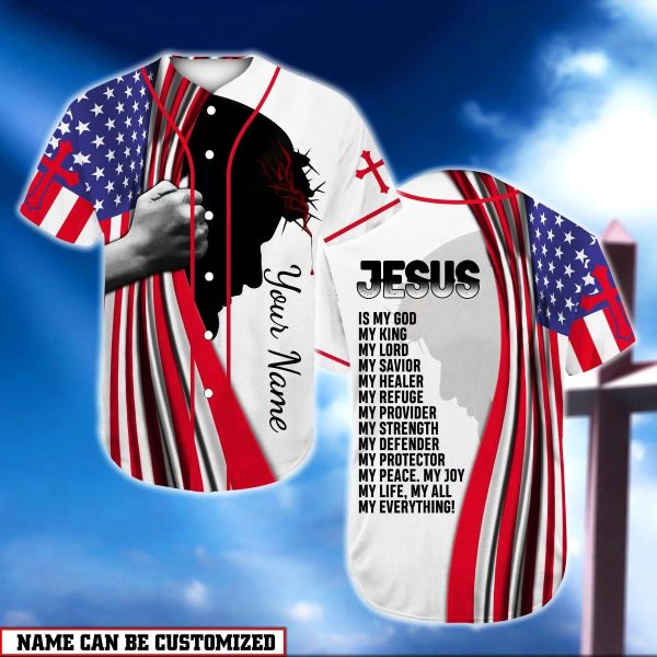 Flag Jesus Is My Everything Religious Easter Gifts Christian Baseball Jersey